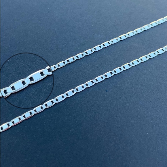 Unisex 925 Sterling Silver Valentino Link Chain 22” Necklace 3.3mm - Picture 4 of 5